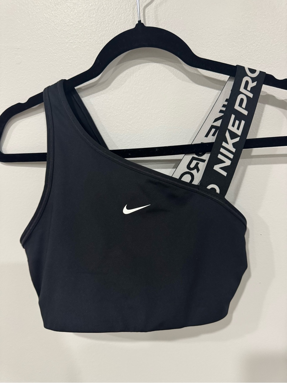 Nike One-Shoulder Black Sports Bra with Branded Strap